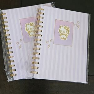 Two Pack Hello Kitty Spiral Journal with Pink and White Stripes